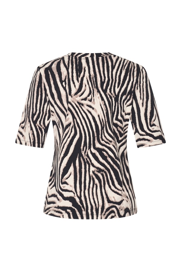Mi Piace Mi Piace Travel T-shirt V Hals Zebra Print Black/Kit (XS t/m XXL)