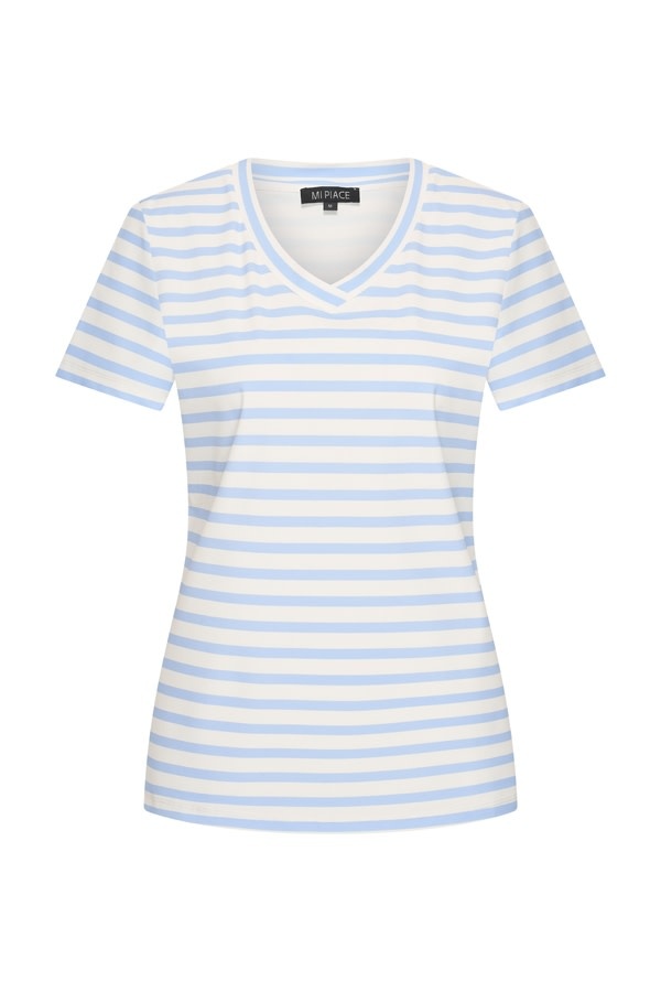 Mi Piace  T-Shirt V-Neck Stripe Lavender (M t/m XL)