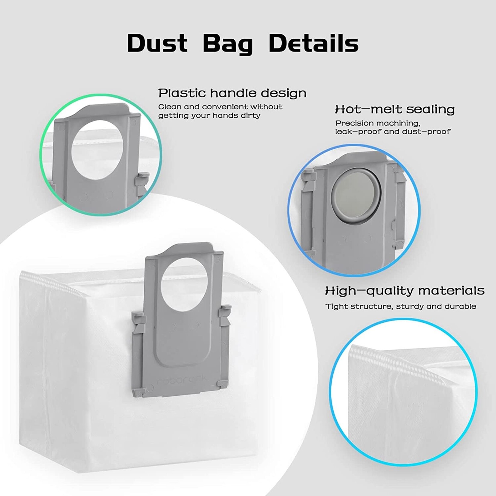 Roborock Replacement Dirt Bags Dust Bags Compatible for Roborock  S8 pro Ultra/S7 MaxV Ultra / S7 Pro Ultra / Q7+ / Q7 Max+ / Q5+/ T8