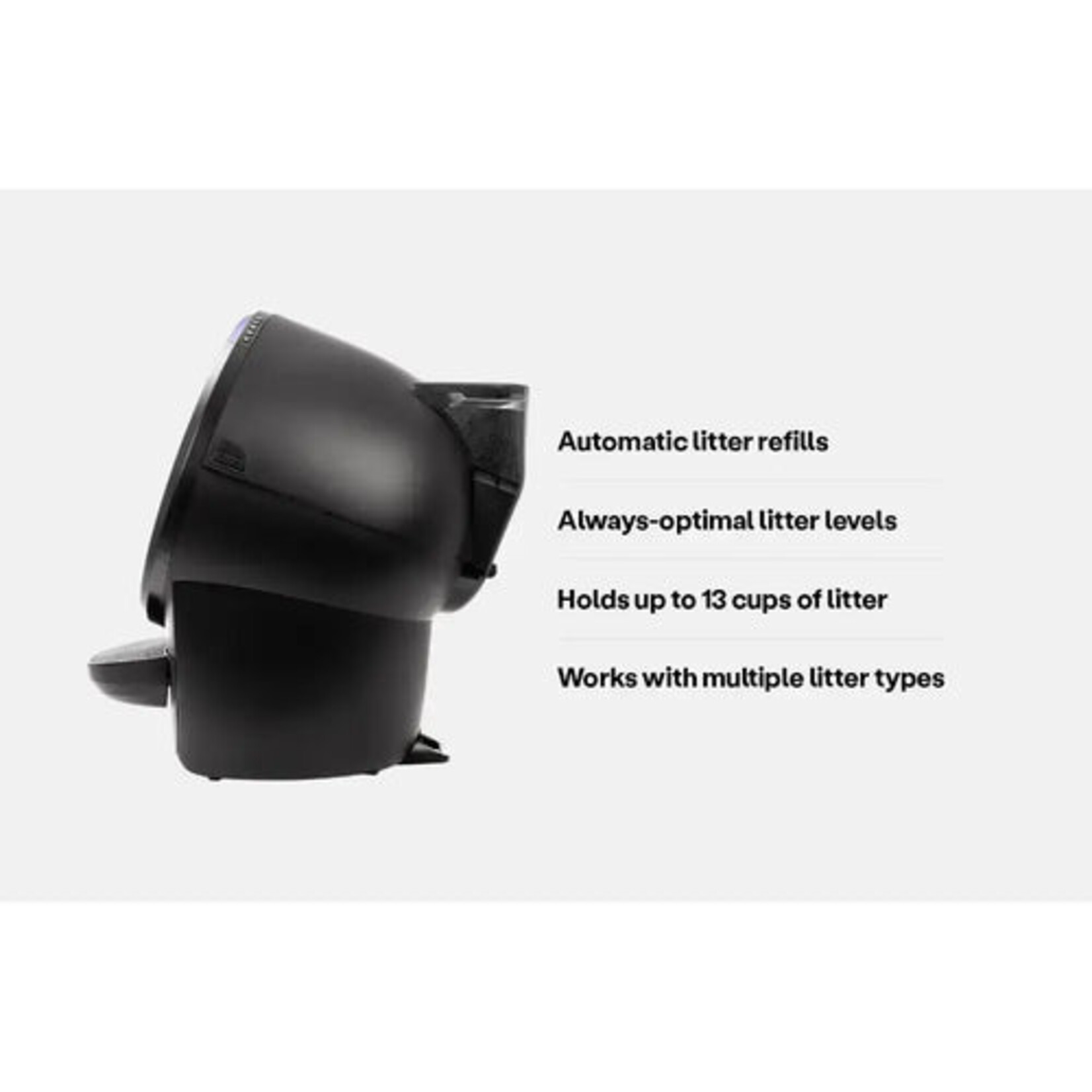 Litter-robot Whisker LitterHopper Litter Dispenser & Bonnet (Black)