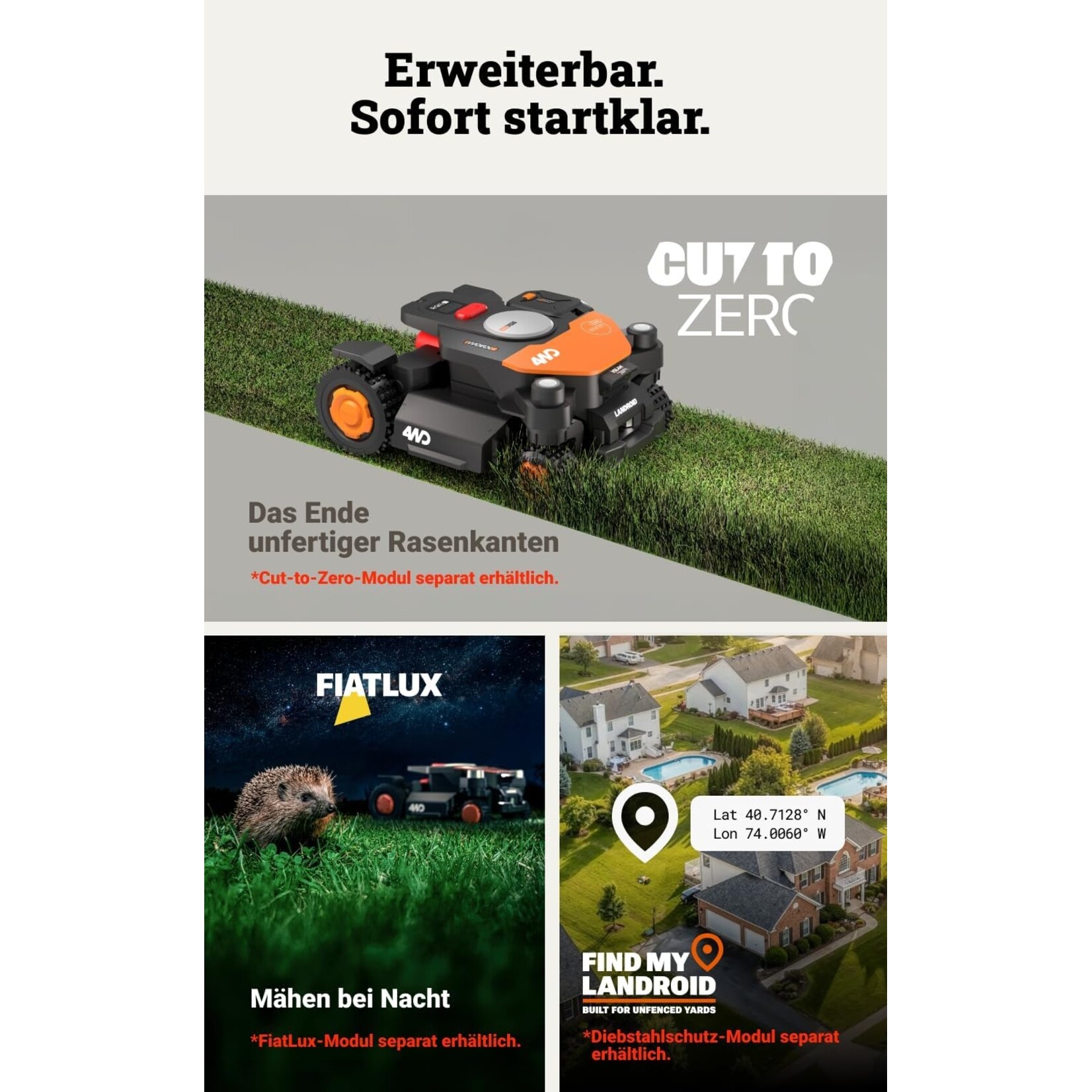 Worx  WORX Landroid Vision Cloud WR341E 4WD 1000m2