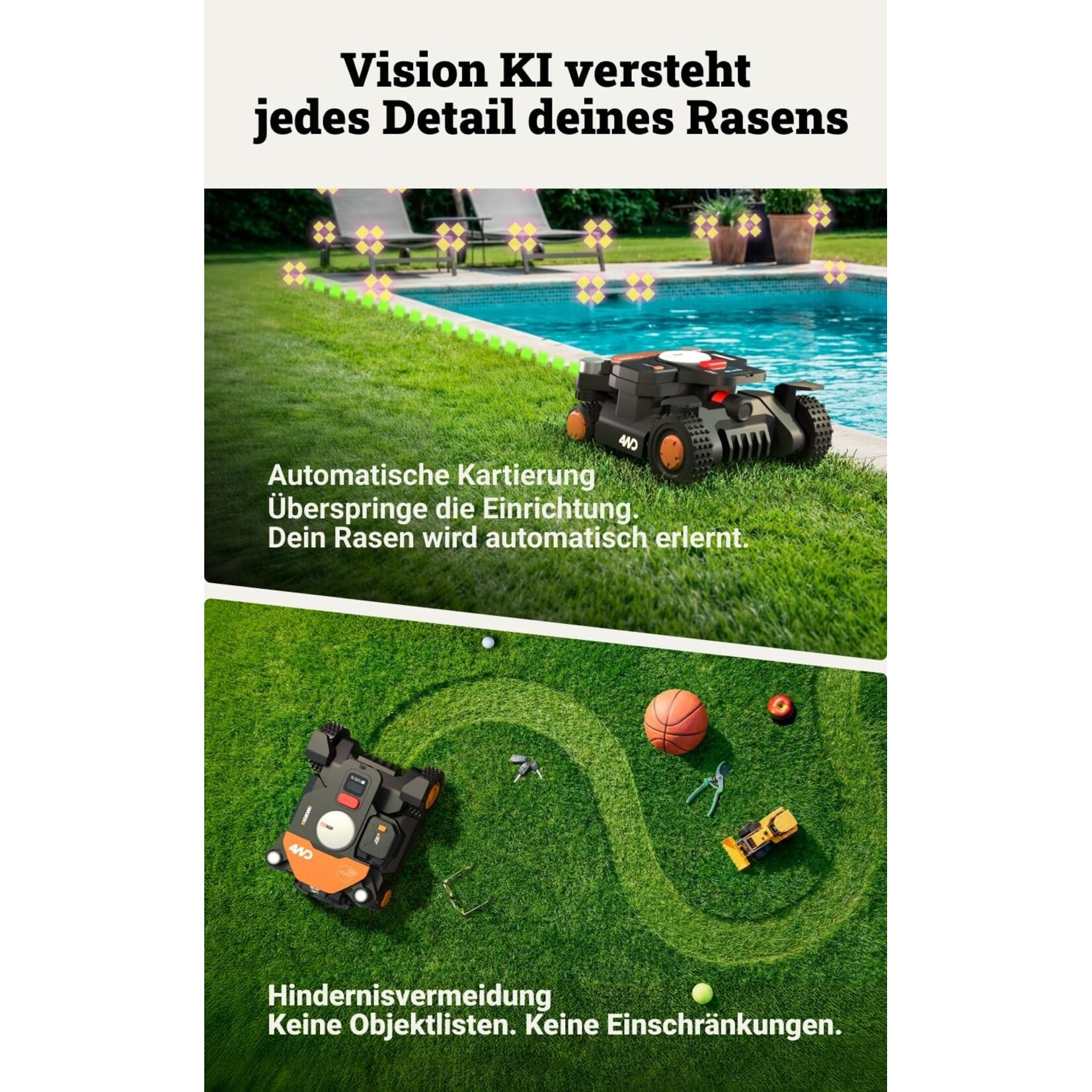 Worx  WORX Landroid Vision Cloud WR341E 4WD 1000m2