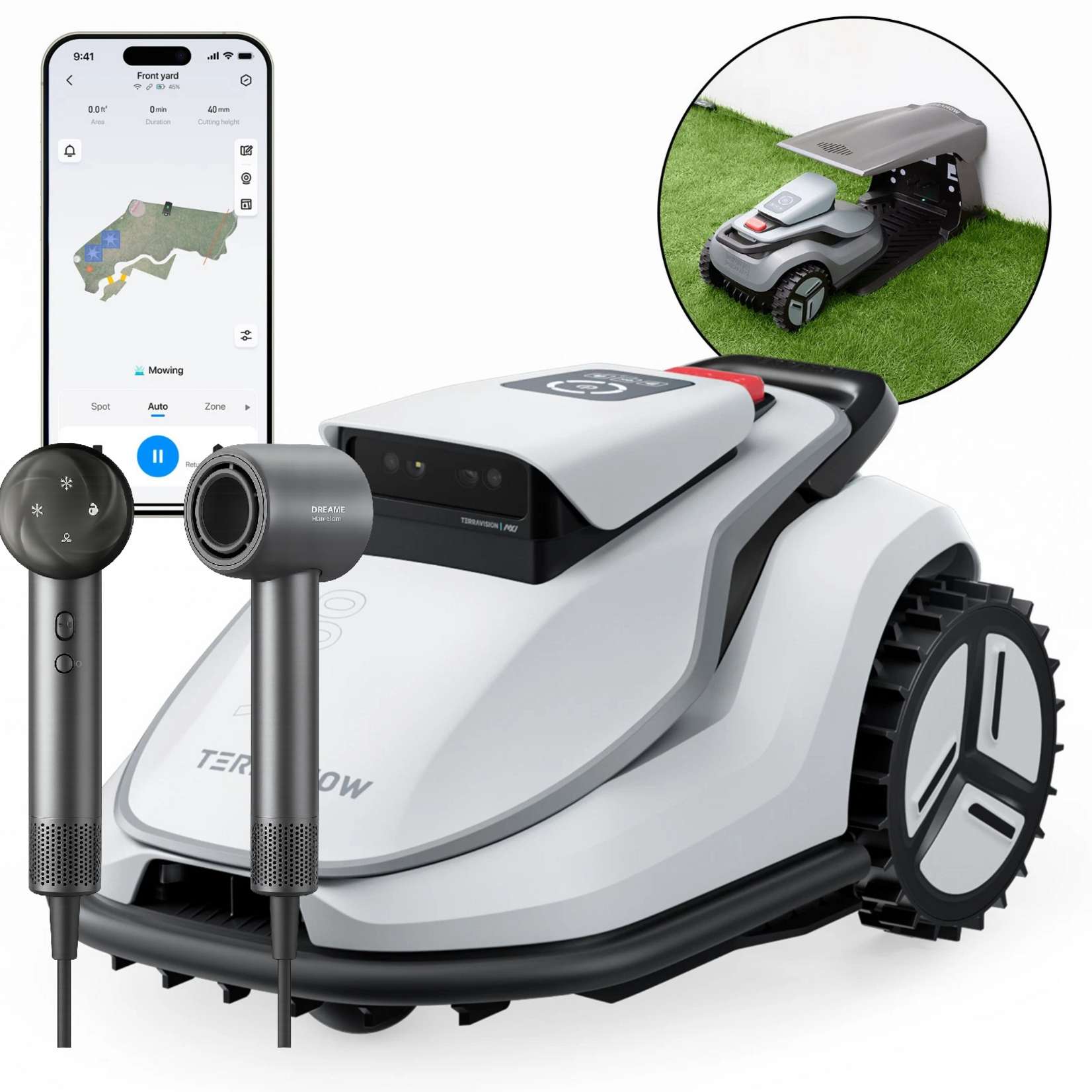 Terramow TerraMow  V600 (with Garage)  + gratis Dreame Hair Glory Mix Grijs