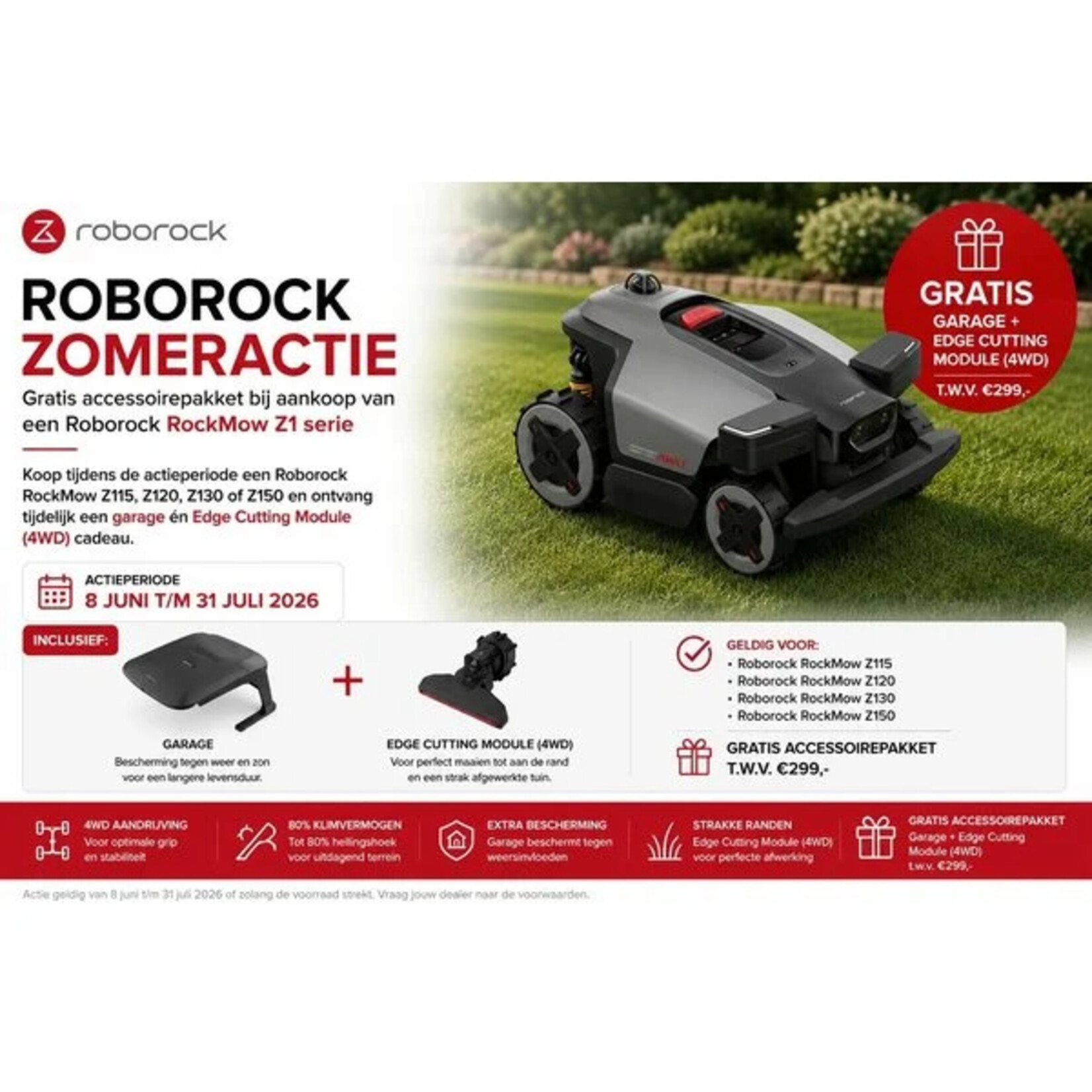 Roborock Roborock RockMow Z115  +  FREE Garage + FREE Edge Cutting Module pour 4WD