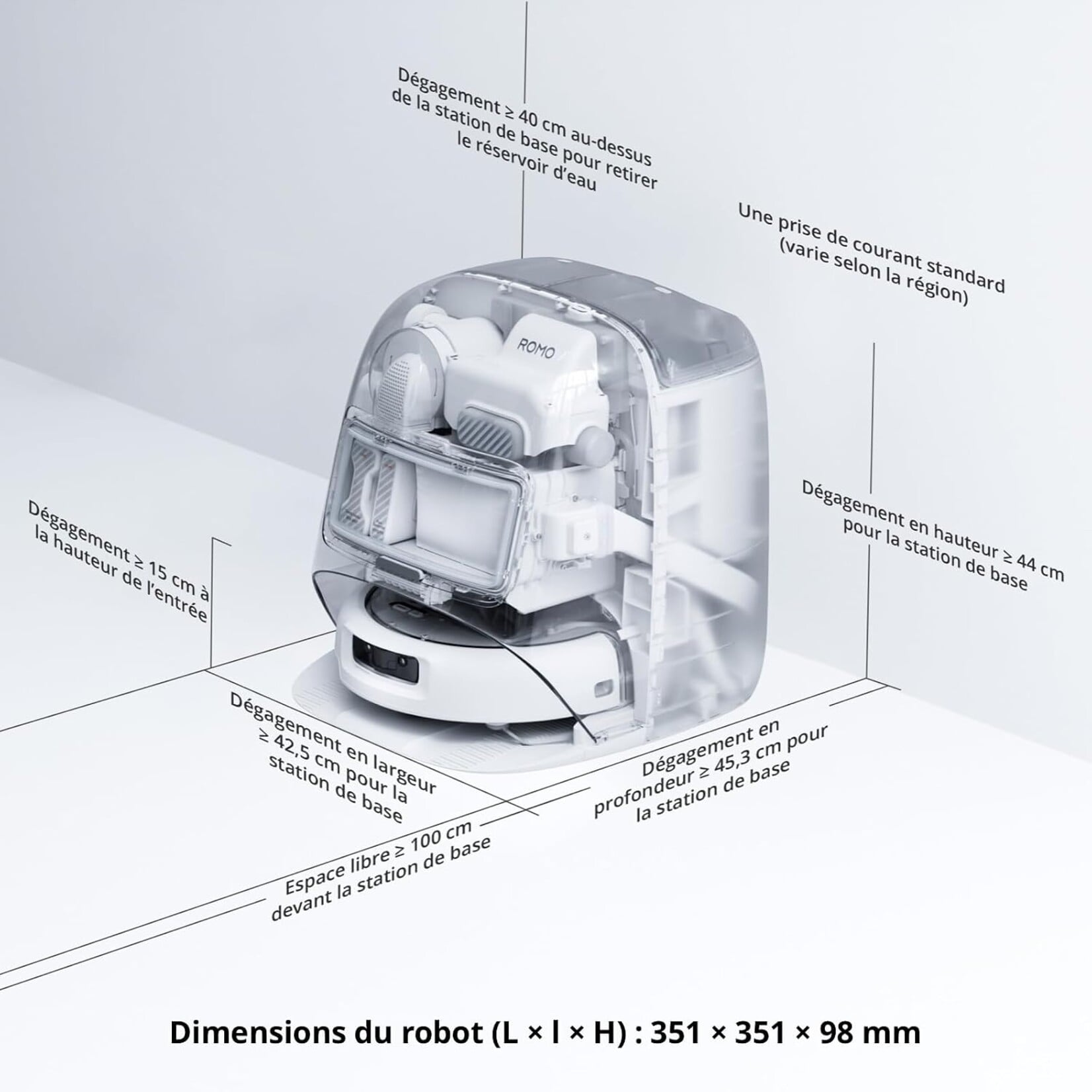 DJI DJI ROMO P2 Robot Aspirateur Laveur Optimisé par l'IA, 36 000 Pa