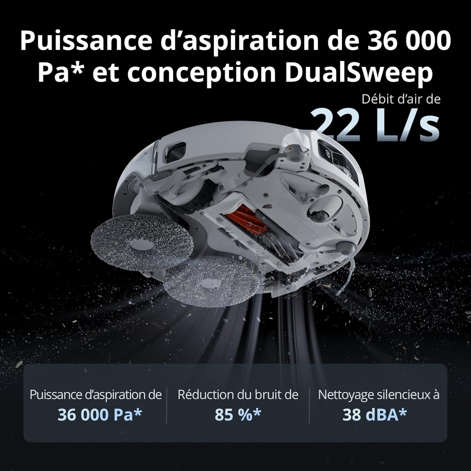 DJI DJI ROMO P2 Robot Aspirateur Laveur Optimisé par l'IA, 36 000 Pa