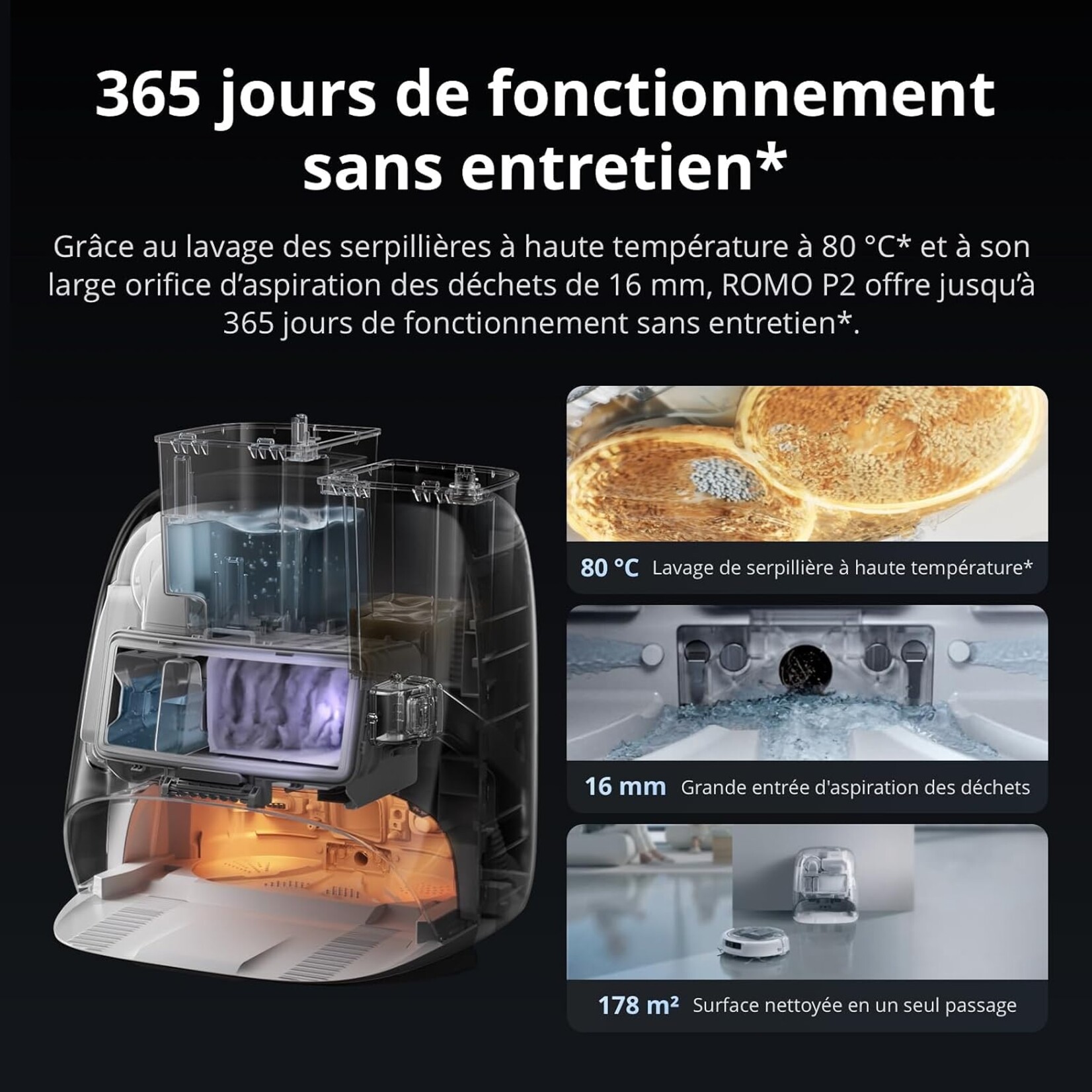 DJI DJI ROMO P2 Robot Aspirateur Laveur Optimisé par l'IA, 36 000 Pa