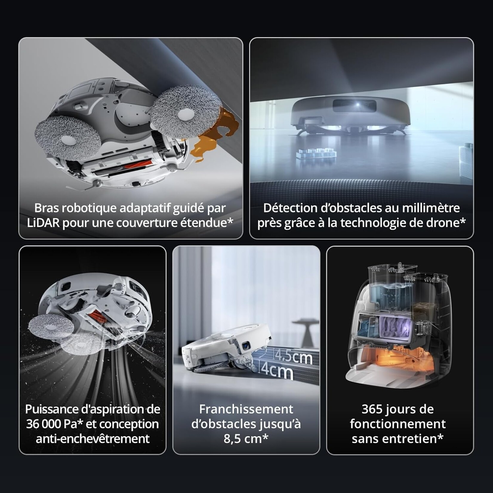 DJI DJI ROMO P2 Robot Aspirateur Laveur Optimisé par l'IA, 36 000 Pa