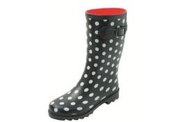 Stip Zwart Rubber Regenlaarzen Dames