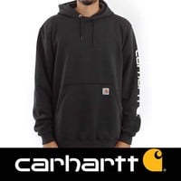 Midweight Sleeve Logo Hooded Sweatshirt Black Heren