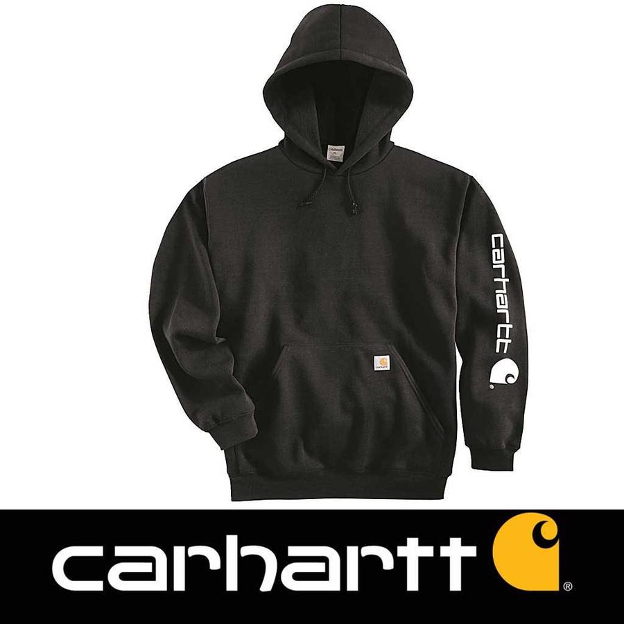 Midweight Sleeve Logo Hooded Sweatshirt Black Heren