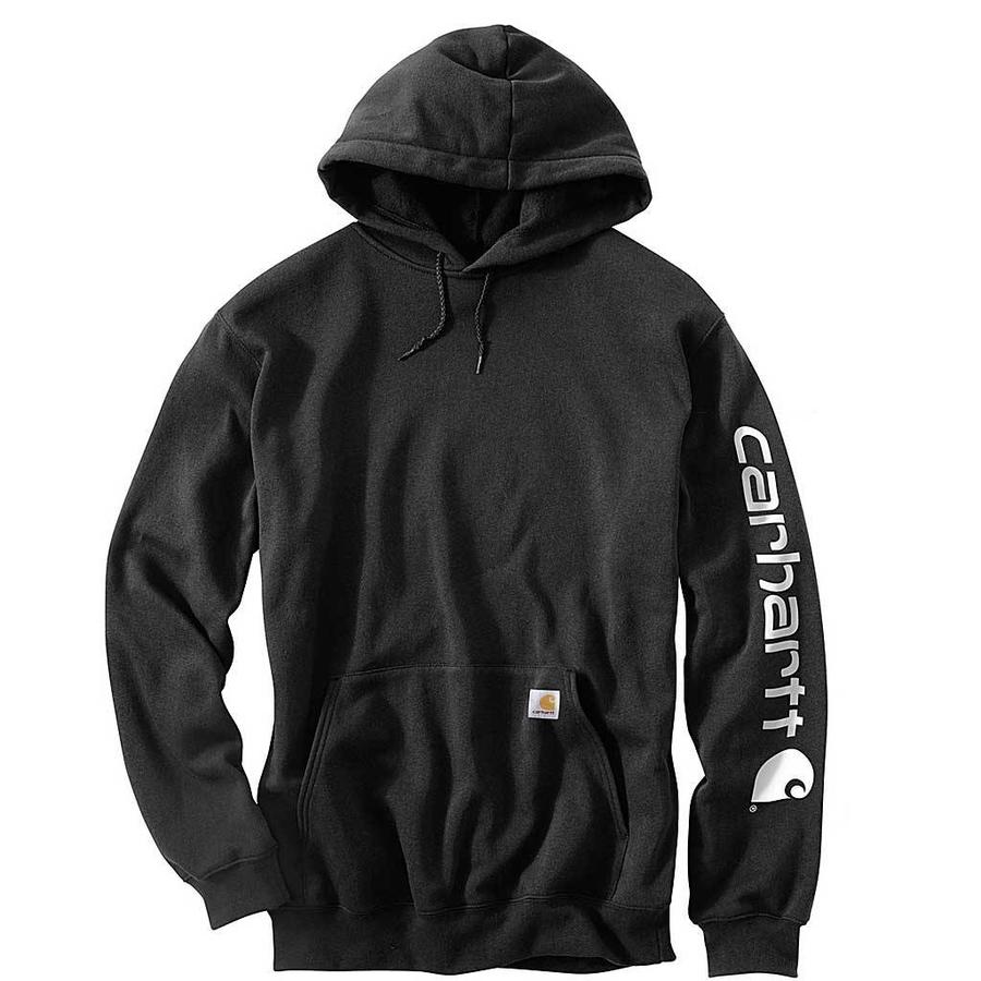 Midweight Sleeve Logo Hooded Sweatshirt Black Heren