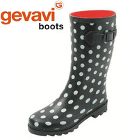 Stip Zwart Rubber Regenlaarzen Dames