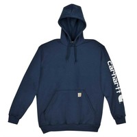 Midweight Sleeve Logo Hooded Navy Sweatshirt Heren
