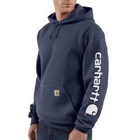 Midweight Sleeve Logo Hooded Navy Sweatshirt Heren