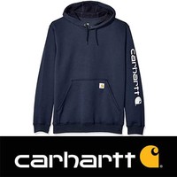 Midweight Sleeve Logo Hooded Navy Sweatshirt Heren