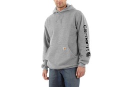 Carhartt Midweight Sleeve Logo Hooded Sweatshirt Heather Grey Heren
