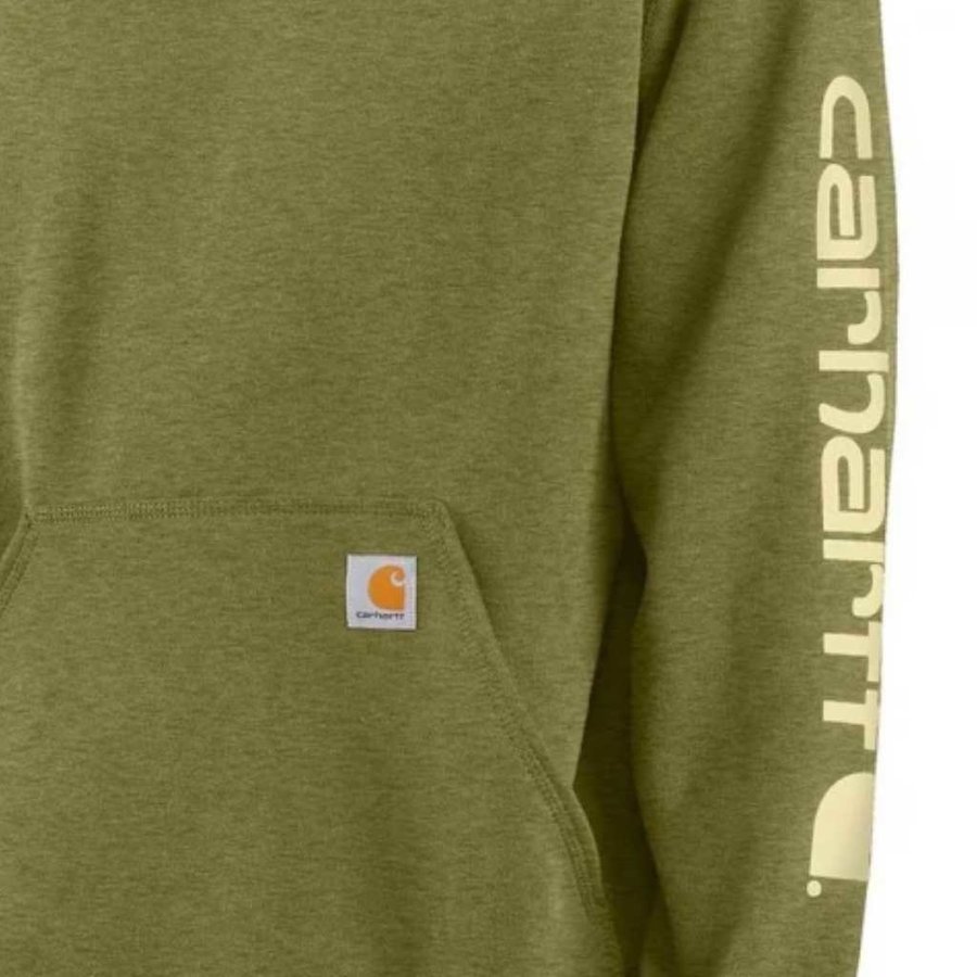 Sleeve Logo True Olive Heather Hooded Sweatshirt Heren