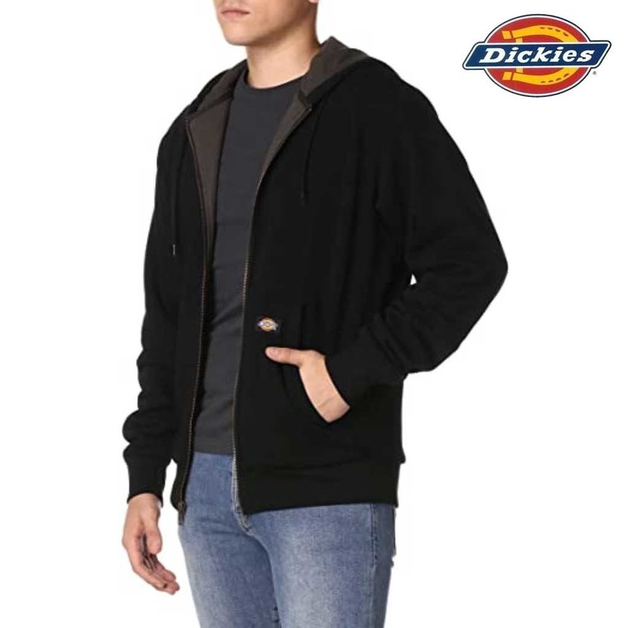 Thermal Lined Fleece Zip Black Hoodie Heren