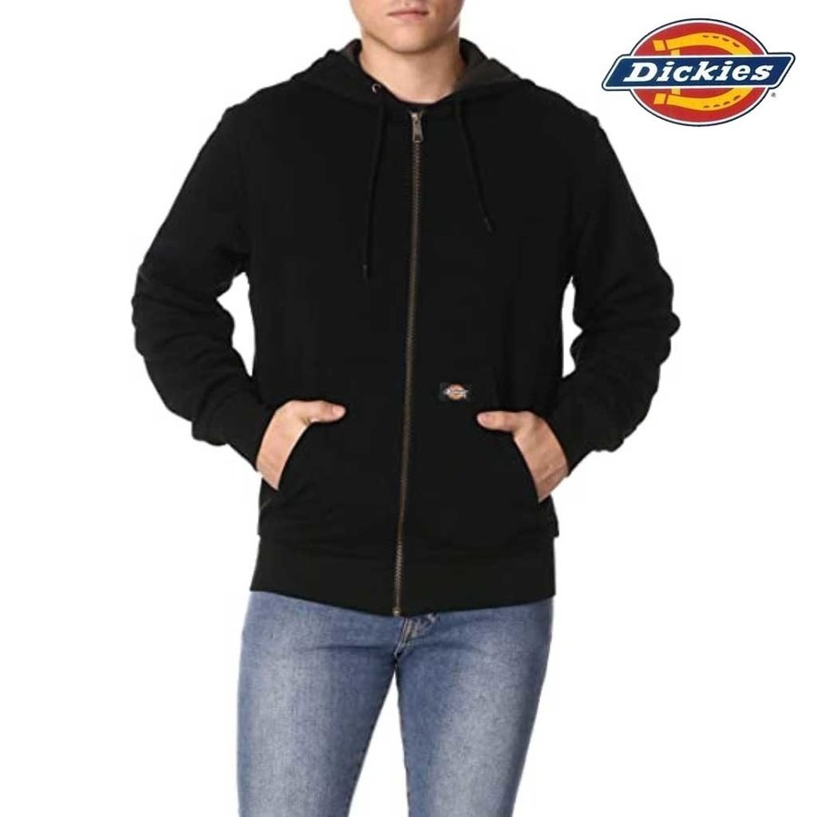 Thermal Lined Fleece Zip Black Hoodie Heren