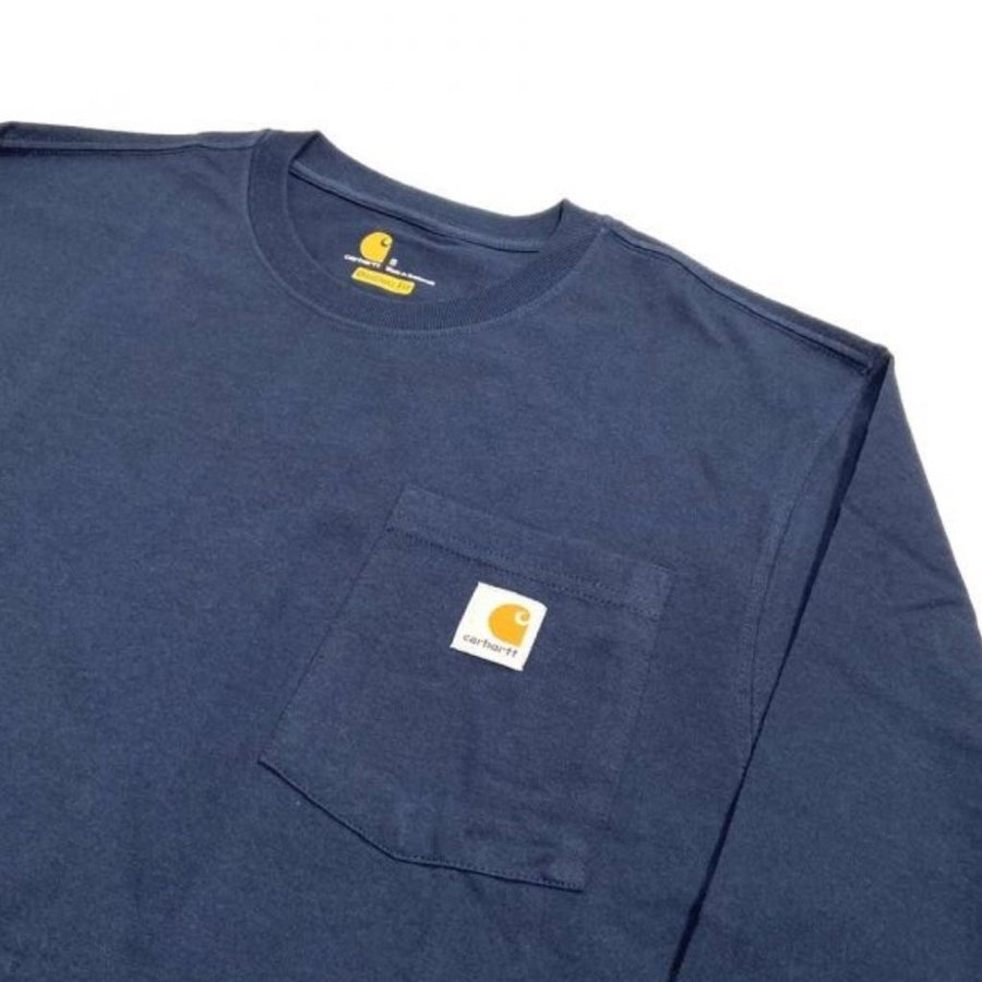 K126 Heavyweight LS Pocket Navy T-Shirt Heren