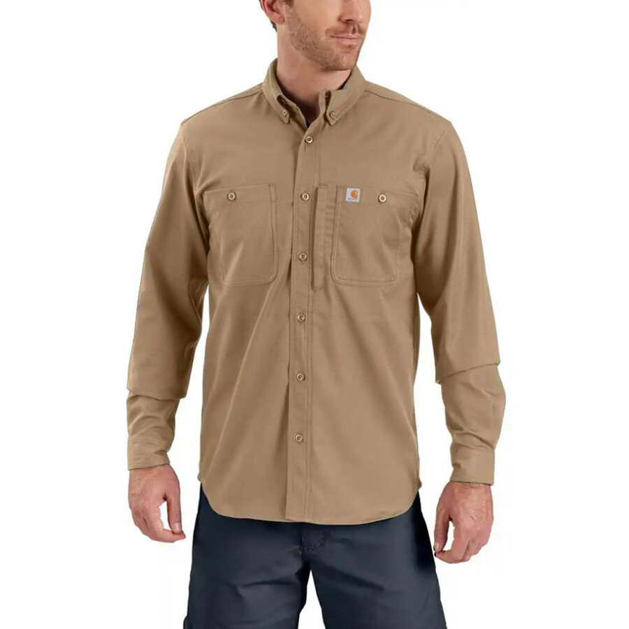 Rugged Professional Long Sleeve Work Shirt Dark Khaki Heren