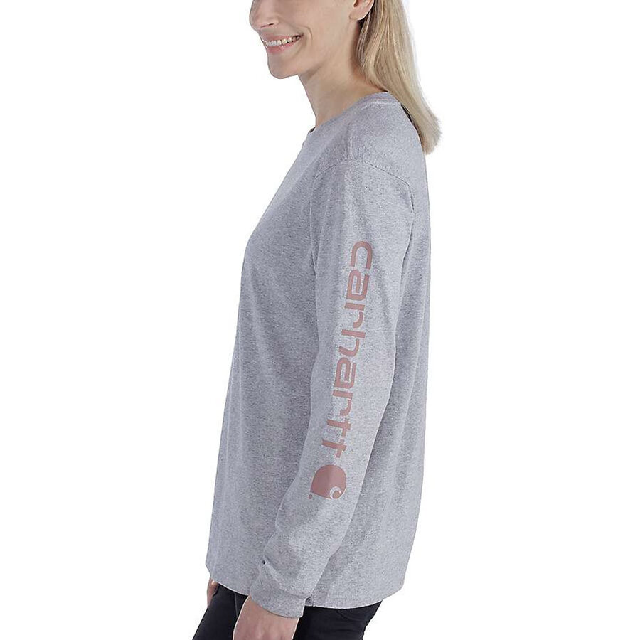 Workwear Sleeve Logo Heather Grey Long Sleeve Shirt Dames