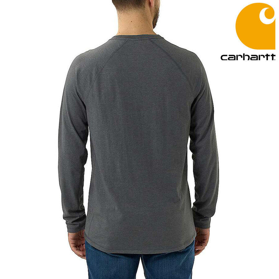 Force Relaxed Fit Longsleeve Carbon Heather Pocket T-Shirt Heren