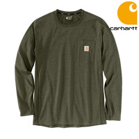 Force Relaxed Fit Longsleeve Basil Heather Pocket T-Shirt Heren