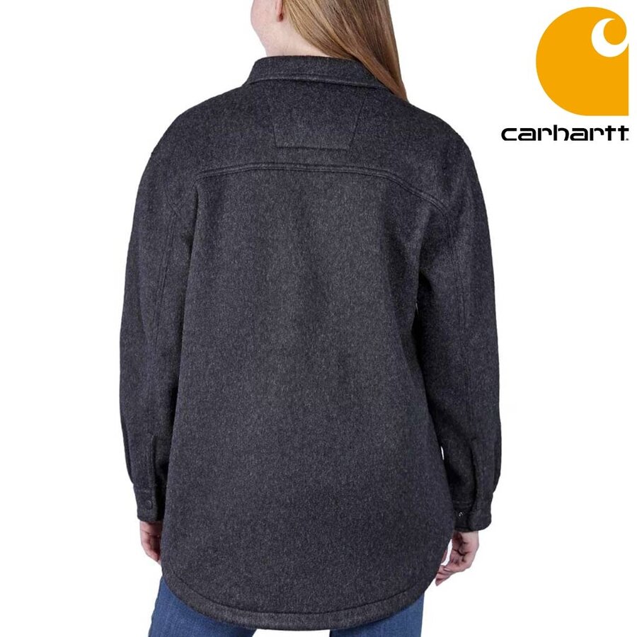 Loose Fit Fleece Overshirt Black Heather Overhemd Dames