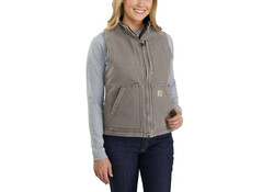 Carhartt Washed Duck Sherpa Lined Mock Neck Taupe Grey Bodywarmer Dames