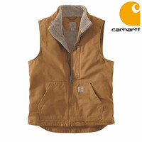 Washed Duck Sherpa Lined Mock Neck Brown Bodywarmer Dames