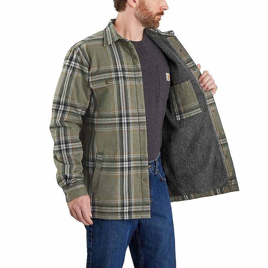 Heavyweight Flannel Sherpa-Lined Shirt Basil Vest Heren