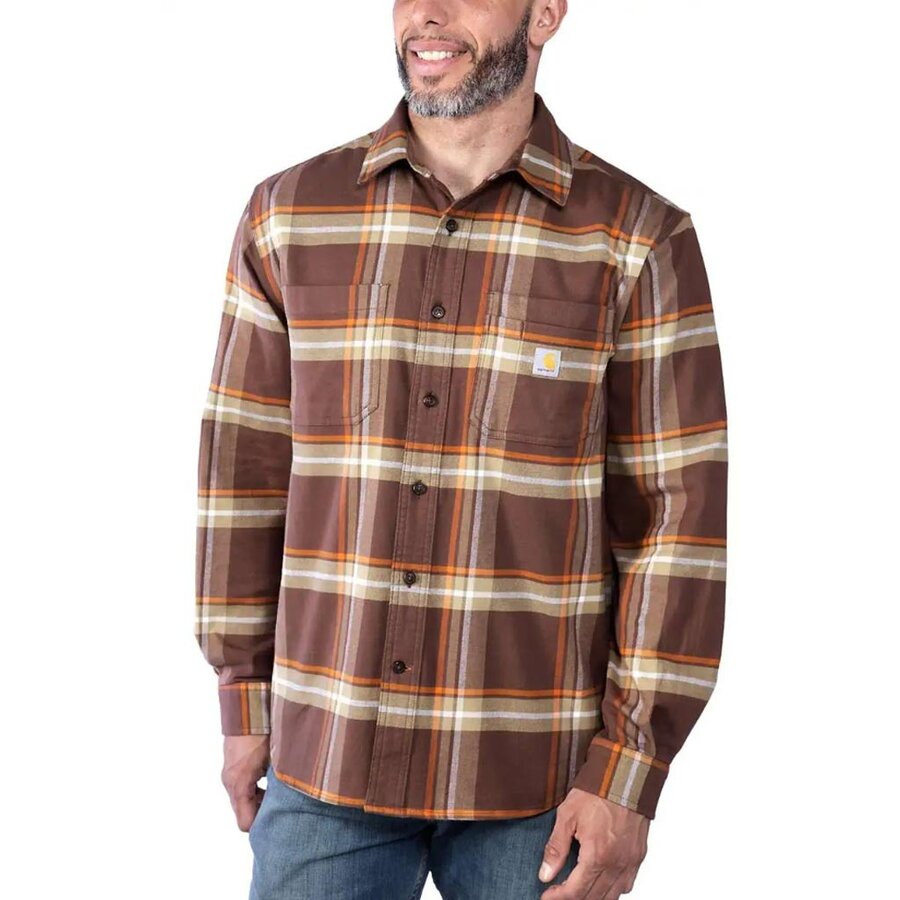 Rugged Flex Midweight Flannel Plaid Chestnut Gevoerd Overhemd Heren