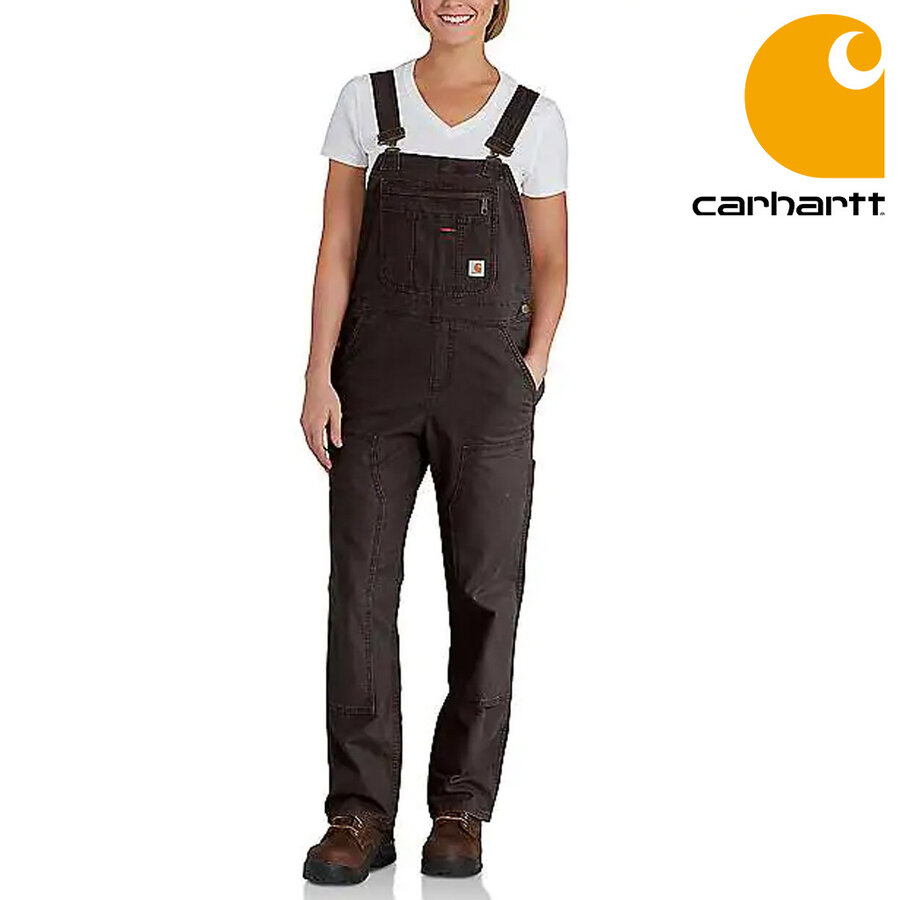 Rugged Flex Loose Fit Canvas Bib Donkerbruin Overall Dames