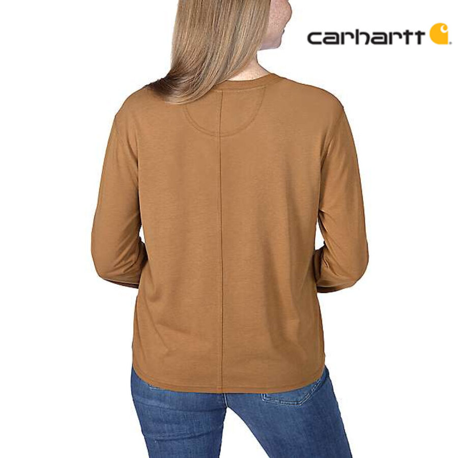Lightweight Long-Sleeve Bruin Pocket T-Shirt Dames
