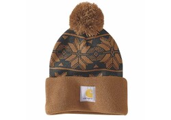 Carhartt Knit Pom Jaquard Brown Beanie