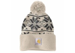 Carhartt Knit Pom Jaquard Oat Milk Beanie