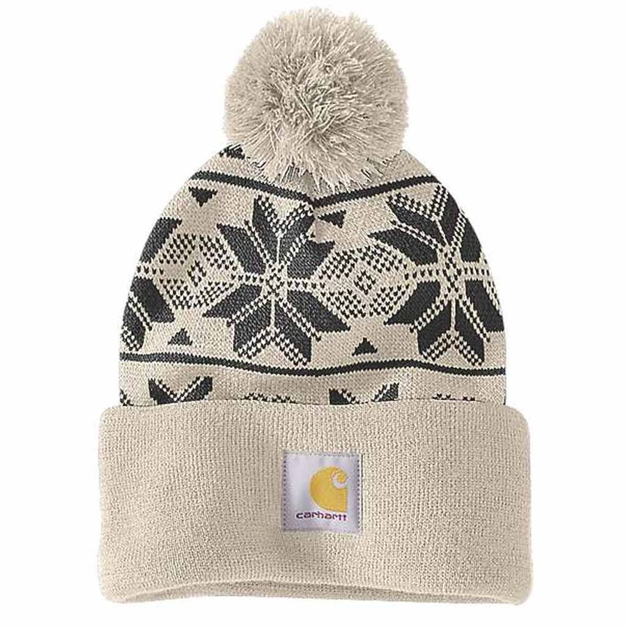 Knit Pom Jaquard Oat Milk Beanie