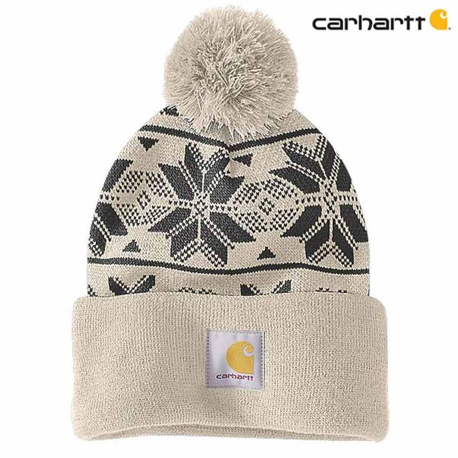 Knit Pom Jaquard Oat Milk Beanie