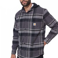 RF Flannel Fleece Hooded Black Shirtjack Heren