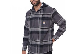 Carhartt RF Flannel Fleece Hooded Black Shirtjack Heren Carhartt RF Flannel Fleece Hooded Black Shirtjack Heren