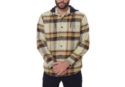 Carhartt RF Flannel Fleece Hooded Dark Brown Shirtjack Heren Carhartt RF Flannel Fleece Hooded Dark Brown Shirtjack Heren