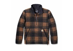 Carhartt Loose Fit Fleece Brown Black Plaid Pullover Heren
