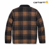 Loose Fit Fleece Brown Black Plaid Pullover Heren