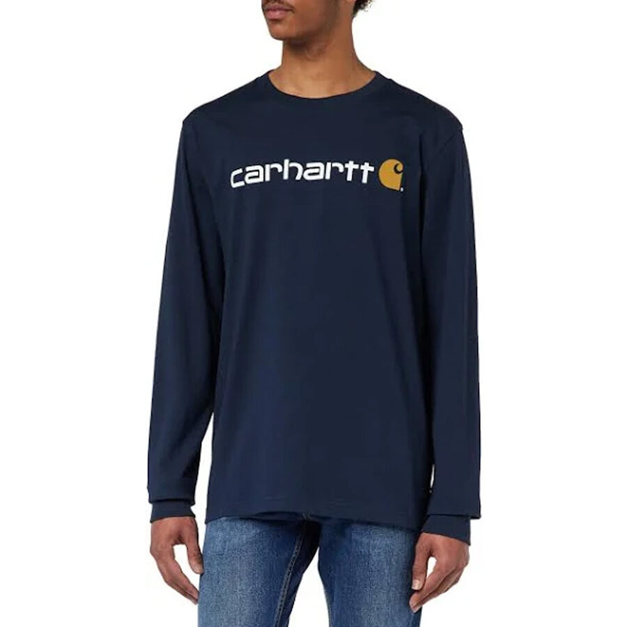 Heavyweight Longsleeve Logo Graphic Navy Shirt Heren