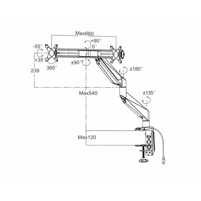 Neomounts NM-D750DXSILVER Monitorbeugel