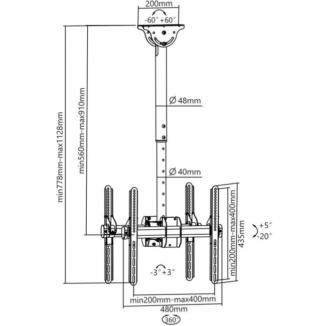 Neomounts NM-C440DBLACK TV Plafondbeugel