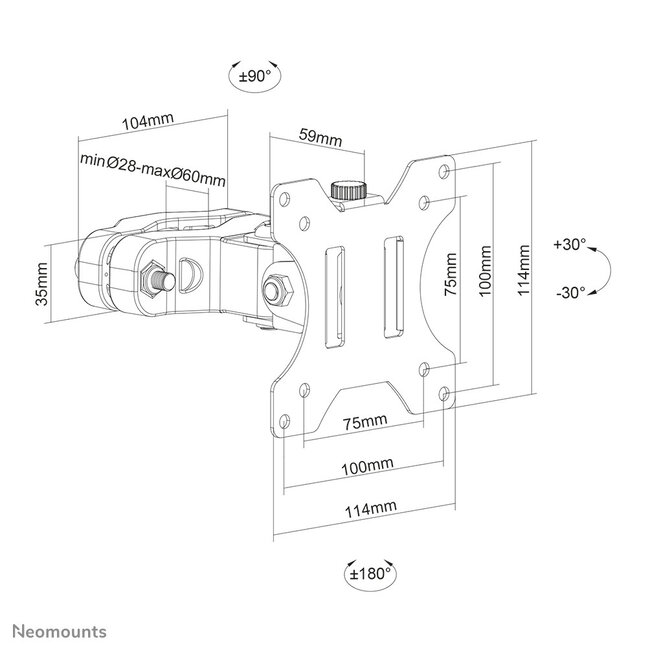 Neomounts FL40-430BL11 buis/paal Monitorbeugel