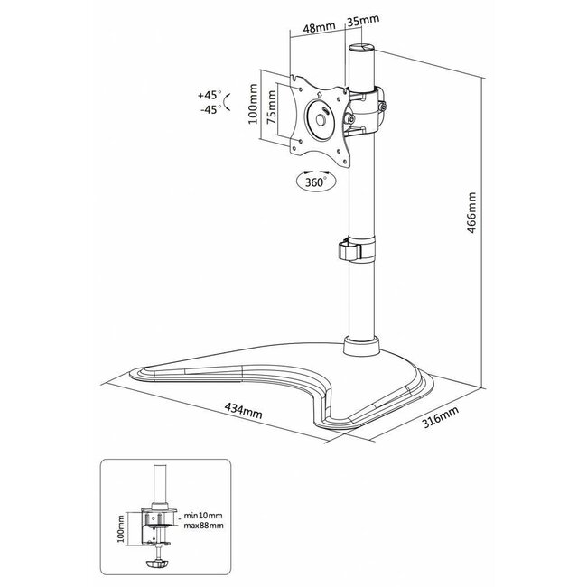 Neomounts NM-D335BLACK Monitor Beugel